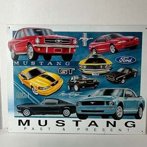 Desperate Enterprises Ford Mustang Past & Present Metal Tin Sign
